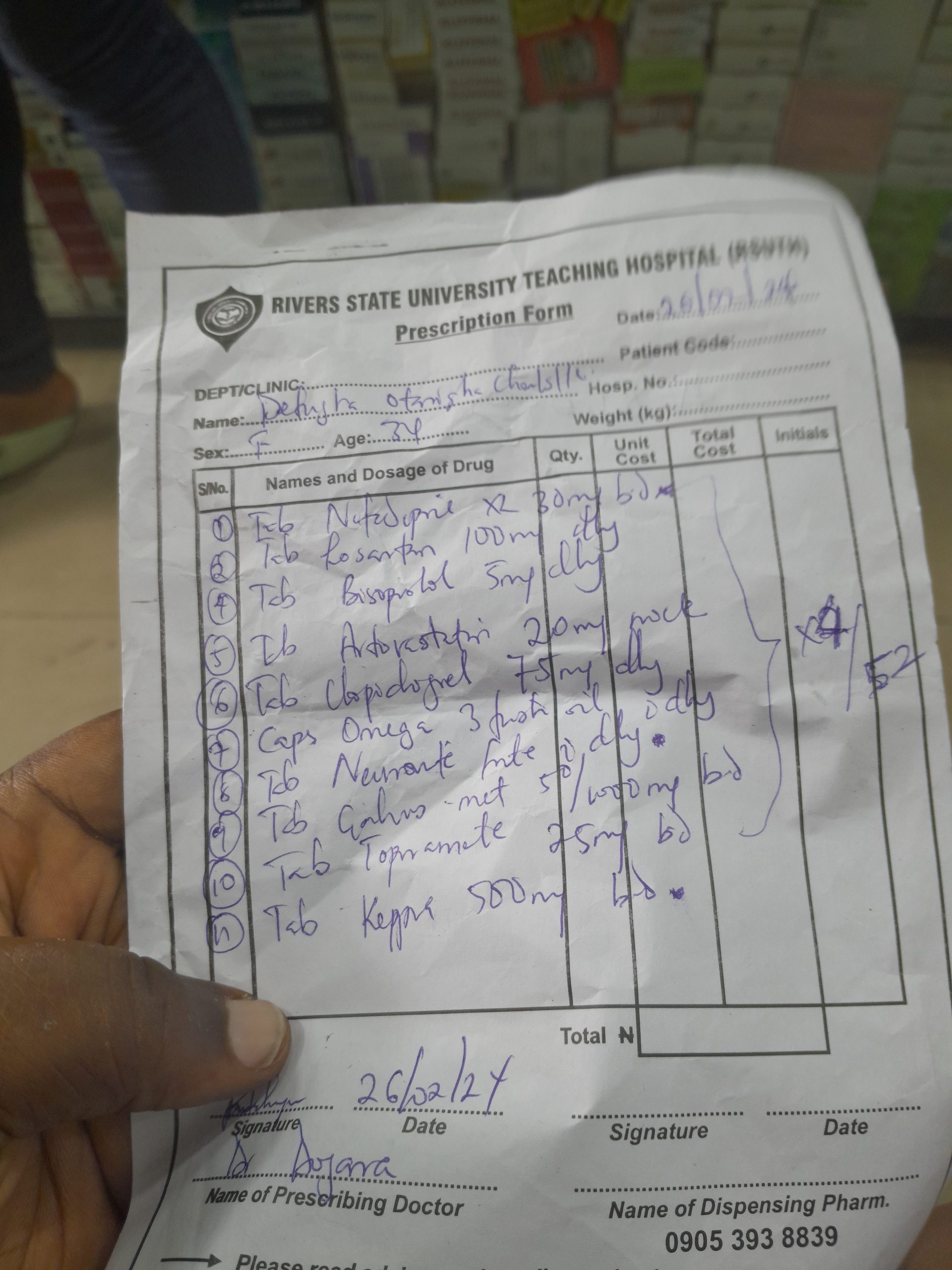 Medical prescription and test papers