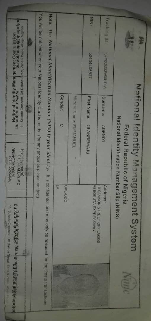 MY NIN My National ID Card
